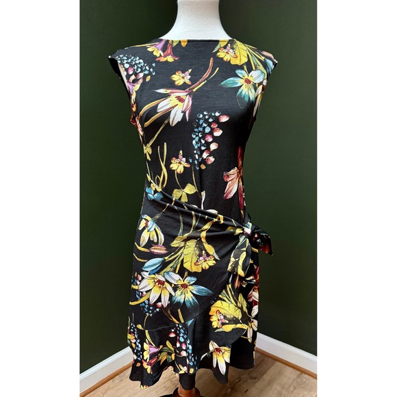 ECI New York Floral Print Dress Sleeveless Tie Waist Dress Women's Size S - Picture 1 of 9